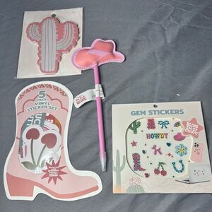 New Pink Western-Themed Stationery Set 4 pc New Cactus Notepad Set NWT